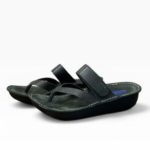 Wolky Women’s Tahiti Mighty Black Leather Sandal Black Size EU 37